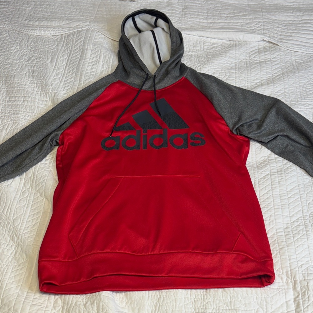 Adidas Red and Grey Hoodie